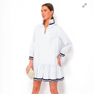 Tuckernuck Grosgrain Trim Oxford Stripe Bouvier Shift Dress